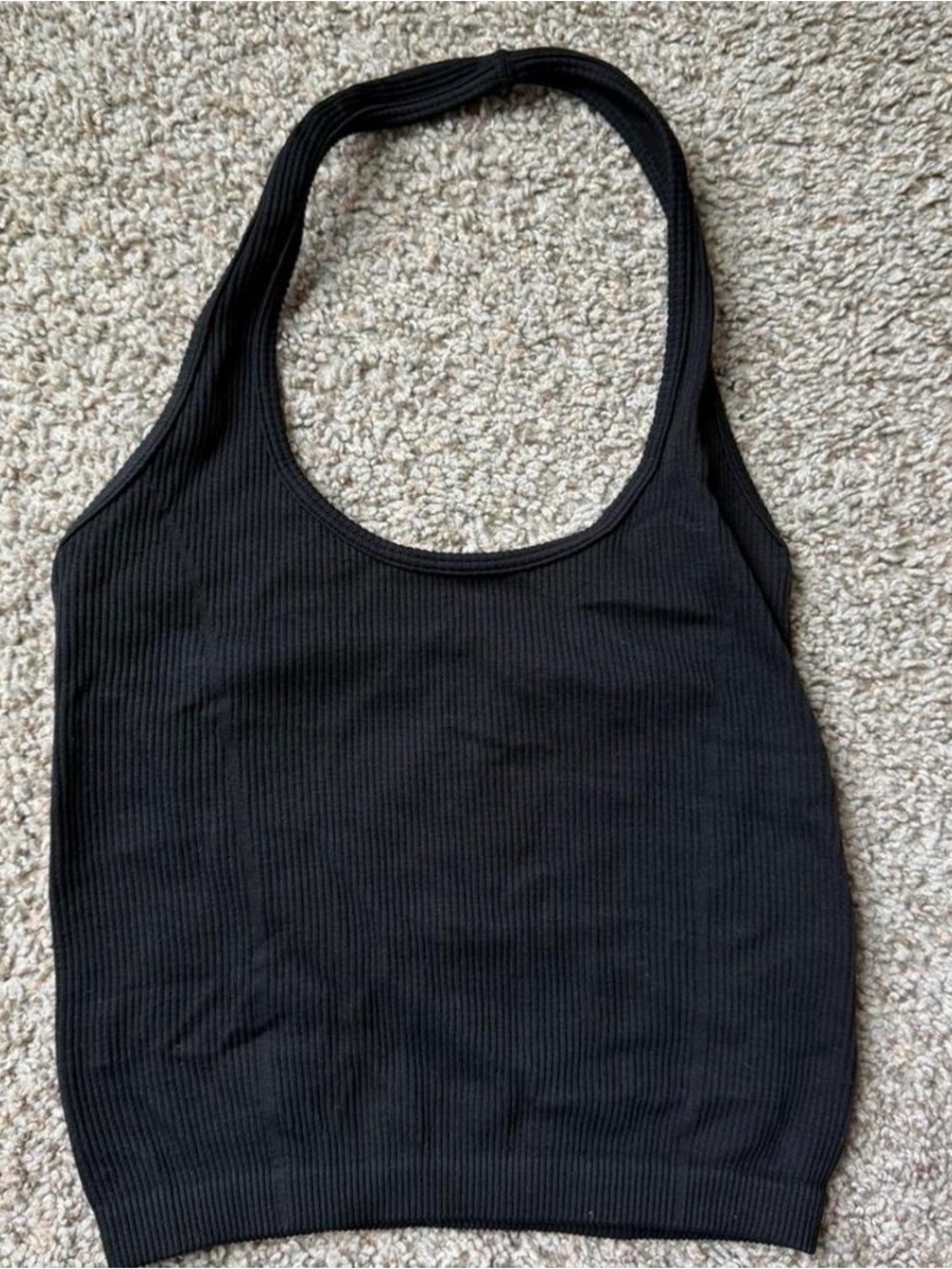 American Eagle Ribbed Black Halter Tank Top